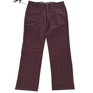 Platini Mens Straight Leg Pants 36x30 Wine Red Greek Key Stretch FDP7146 Luxury